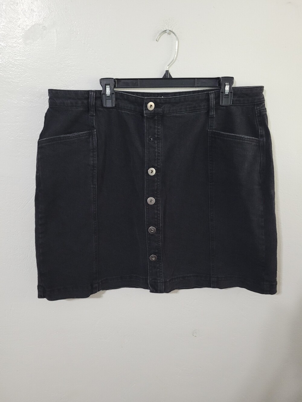 Alternative Streethwear Denim Mini Skirt Buttonfront Whimsygoth Grunge Size 16